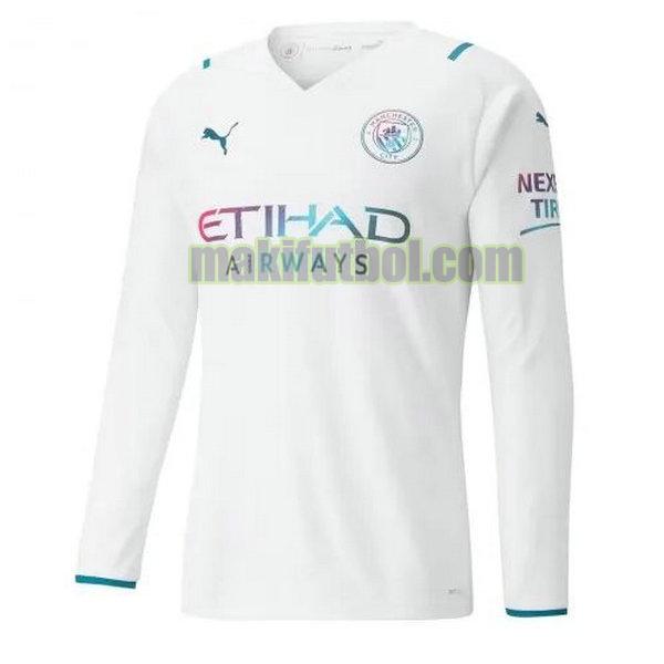 camisetas manchester city 2021 2022 segunda equipacion ml blanco