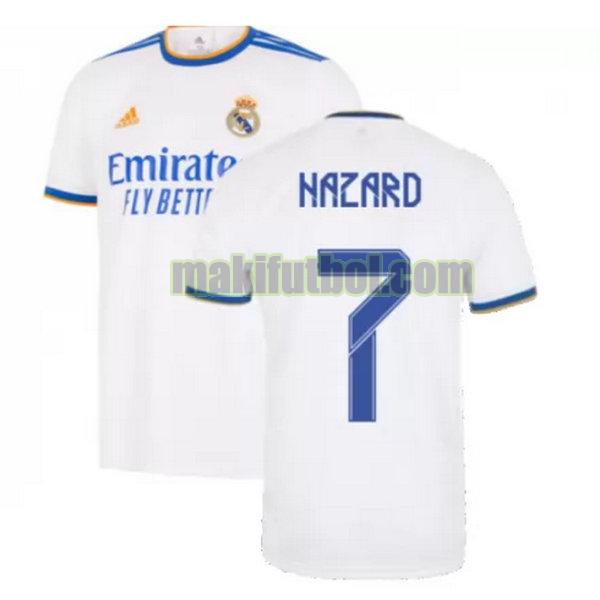 camisetas real madrid 2021 2022 primera hazard 7 blanco