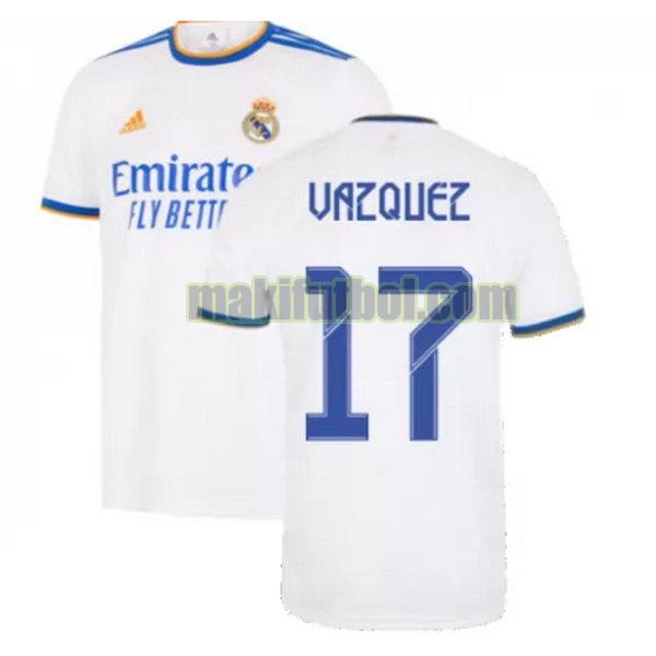 camisetas real madrid 2021 2022 primera vazquez 17 blanco