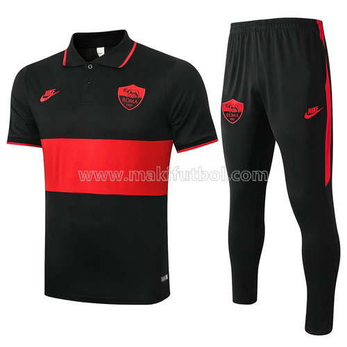 camiseta as roma polo 2019-2020 negro rouge