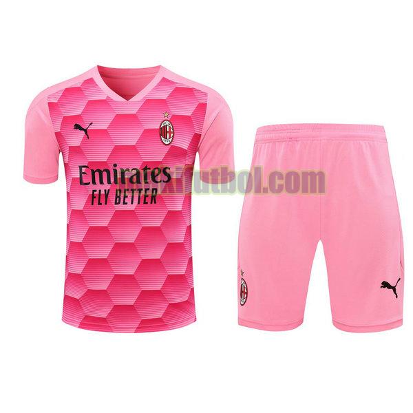 camisetas+pantalones cortos ac milan 2021 portero rosa