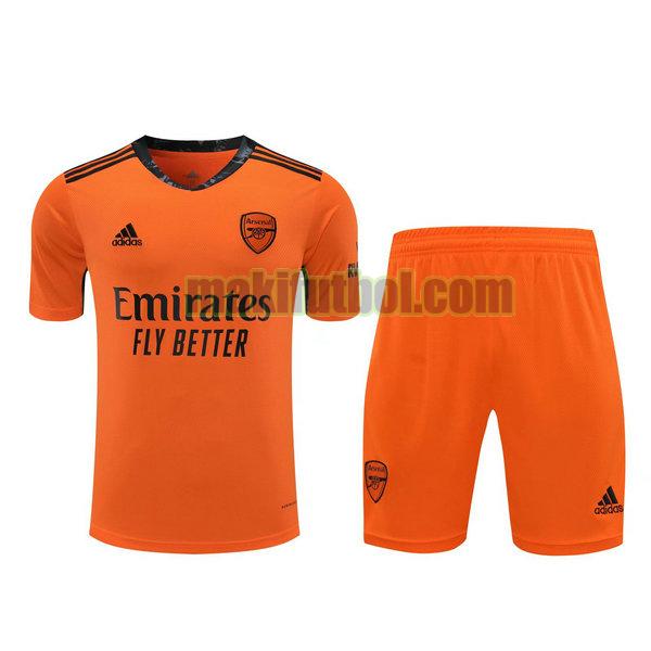 camisetas+pantalones cortos arsenal 2021 portero naranja
