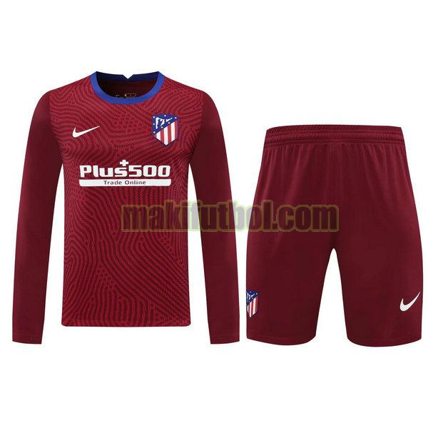 camisetas+pantalones cortos atletico madrid 2021 portero ml rojo