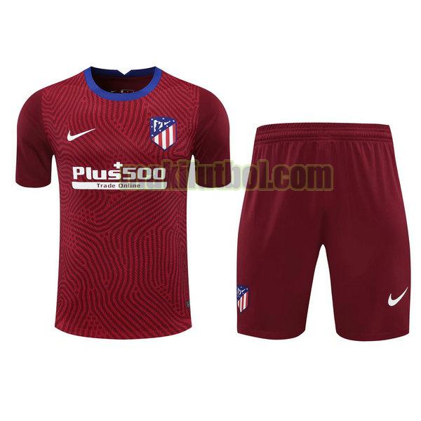 camisetas+pantalones cortos atletico madrid 2021 portero rojo