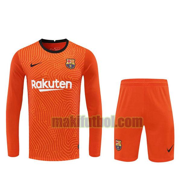 camisetas+pantalones cortos barcelona 2021 portero ml naranja