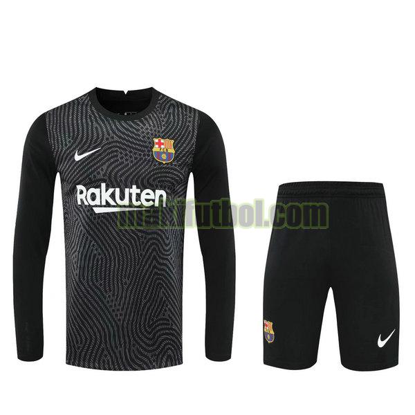camisetas+pantalones cortos barcelona 2021 portero ml negro