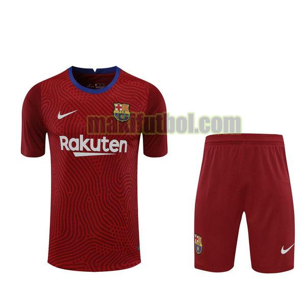 camisetas+pantalones cortos barcelona 2021 portero rojo