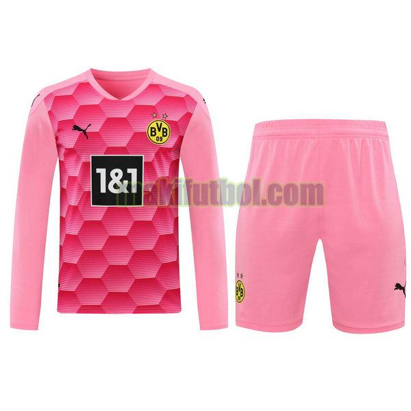 camisetas+pantalones cortos borussia dortmund 2021 portero ml rosa