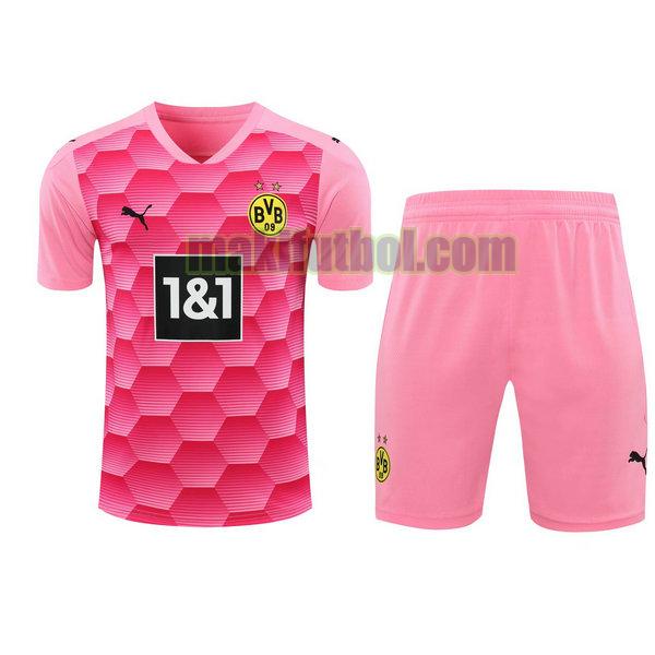 camisetas+pantalones cortos borussia dortmund 2021 portero rosa