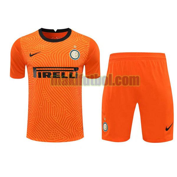 camisetas+pantalones cortos inter milan 2021 portero naranja
