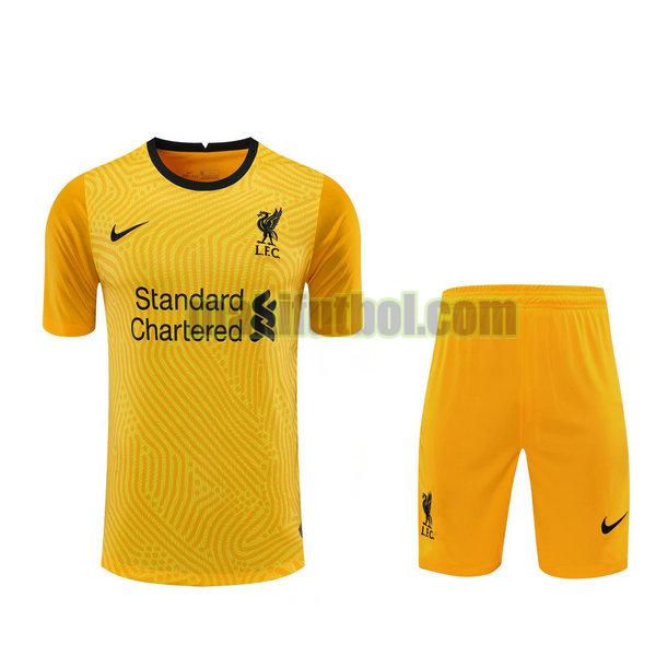 camisetas+pantalones cortos liverpool 2021 portero amarillo