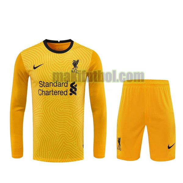 camisetas+pantalones cortos liverpool 2021 portero ml amarillo