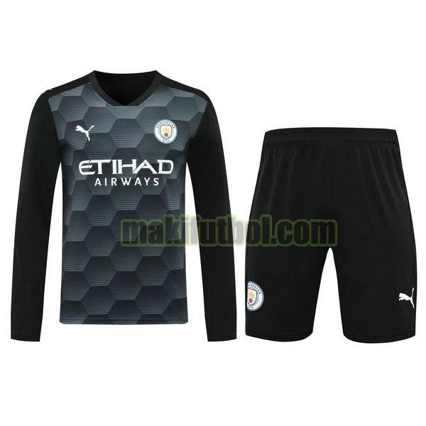 camisetas+pantalones cortos manchester city 2021 portero ml negro