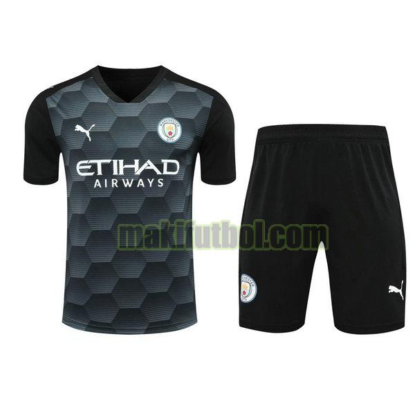 camisetas+pantalones cortos manchester city 2021 portero negro