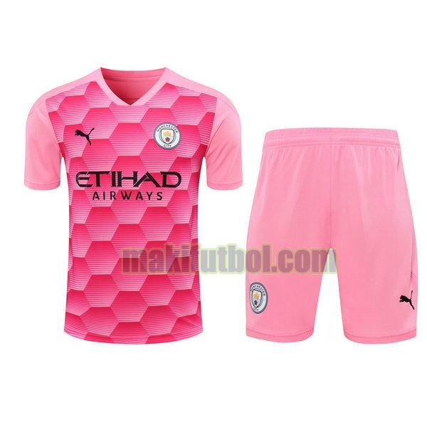camisetas+pantalones cortos manchester city 2021 portero rosa