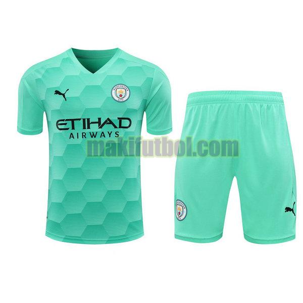 camisetas+pantalones cortos manchester city 2021 portero verde