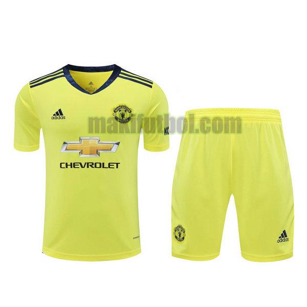 camisetas+pantalones cortos manchester united 2021 portero amarillo