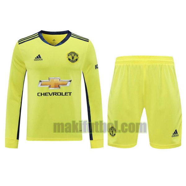 camisetas+pantalones cortos manchester united 2021 portero ml amarillo