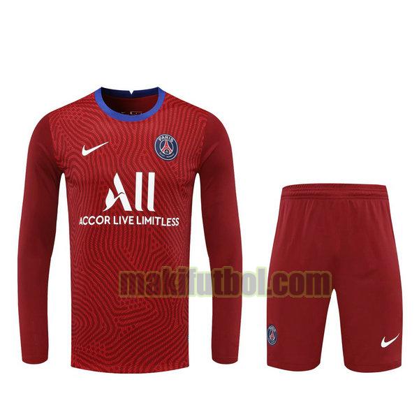 camisetas+pantalones cortos paris saint-germain 2021 portero ml rojo