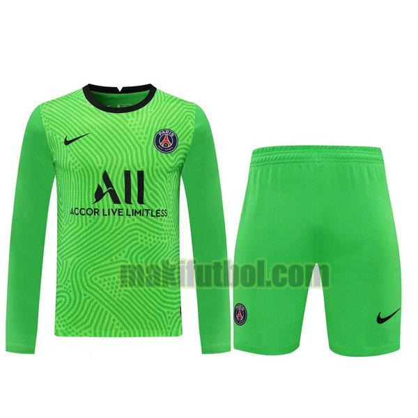 camisetas+pantalones cortos paris saint-germain 2021 portero ml verde