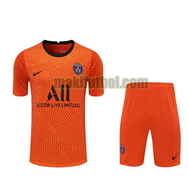 camisetas+pantalones cortos paris saint-germain 2021 portero naranja