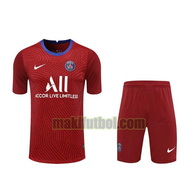 camisetas+pantalones cortos paris saint-germain 2021 portero rojo