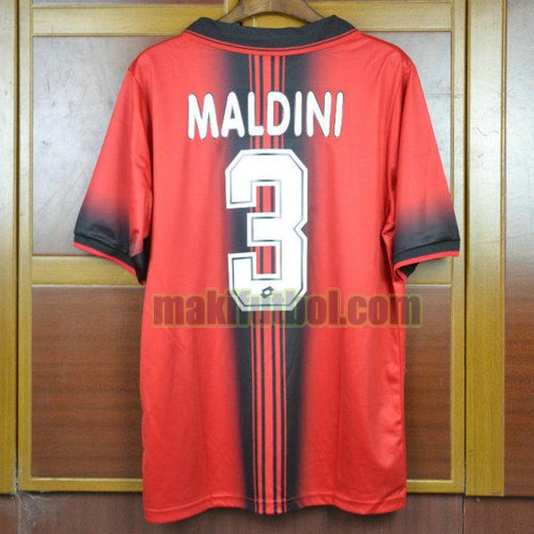 camisetas ac milan 1997-1998 primera maldini 3 rojo