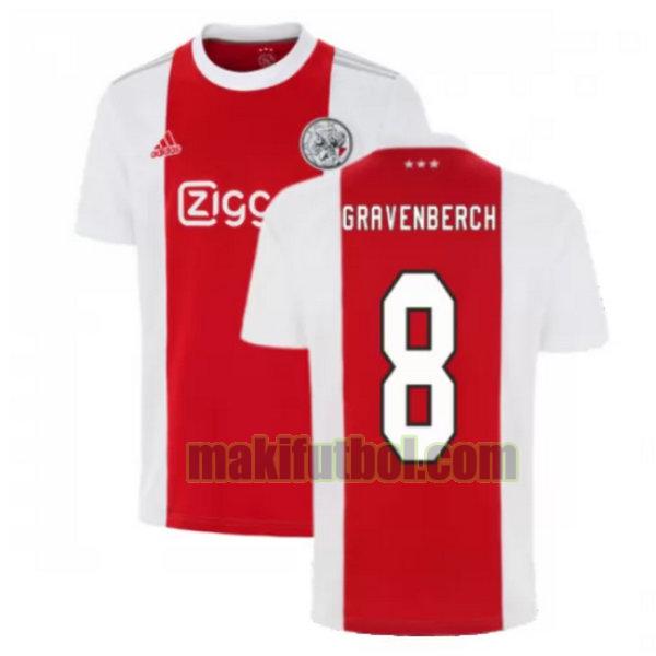camisetas ajax 2021 2022 primera gravenberch 8 rojo blanco