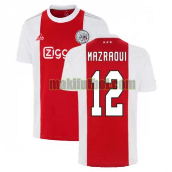 camisetas ajax 2021 2022 primera mazraoui 12 rojo blanco