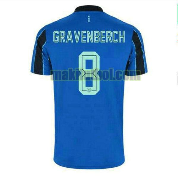 camisetas ajax 2021 2022 segunda ryan gravenberch 8 azul