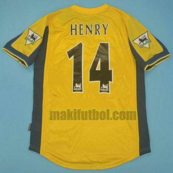 camisetas arsenal 2000-2001 segunda henry 14 amarillo