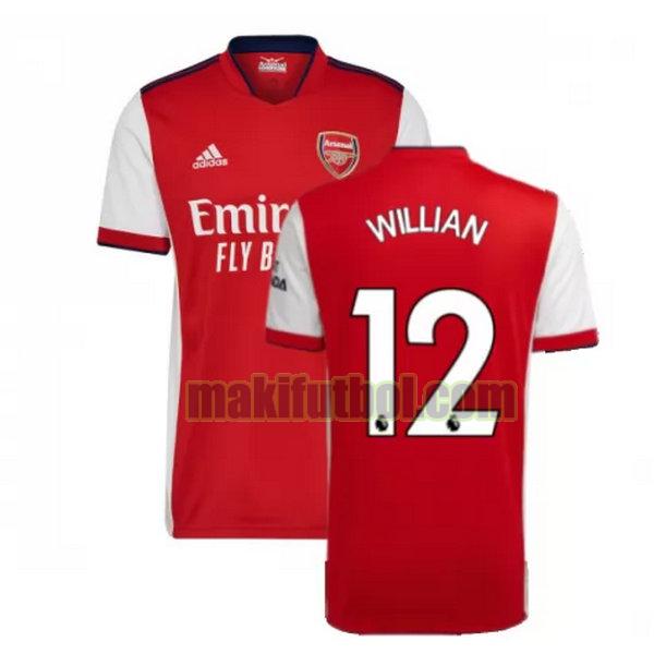 camisetas arsenal 2021 2022 primera willian 12 rojo