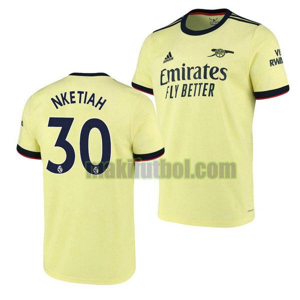 camisetas arsenal 2021 2022 segunda eddie nketiah 30 amarillo