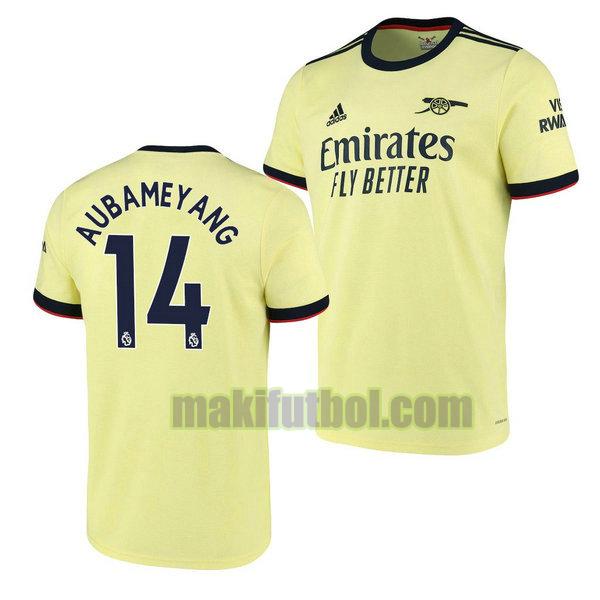 camisetas arsenal 2021 2022 segunda pierre emerick aubameyang 14 amarillo