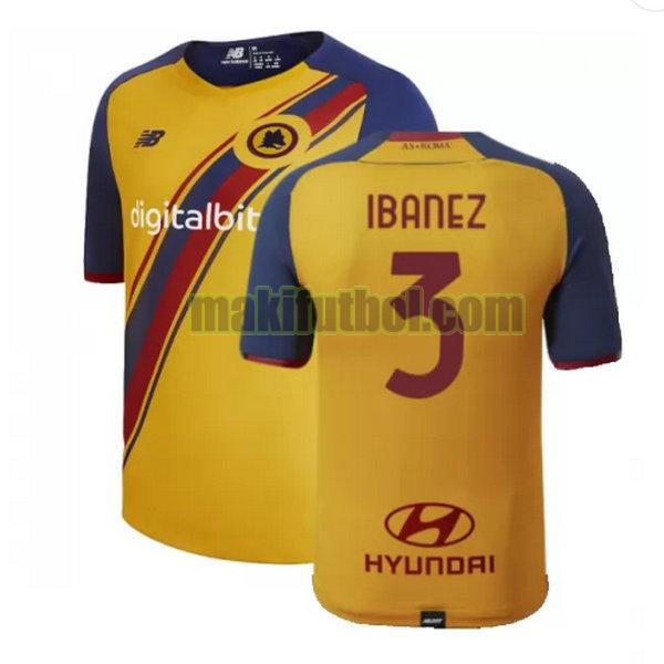 camisetas as roma 2021 2022 fourth ibanez 3 amarillo