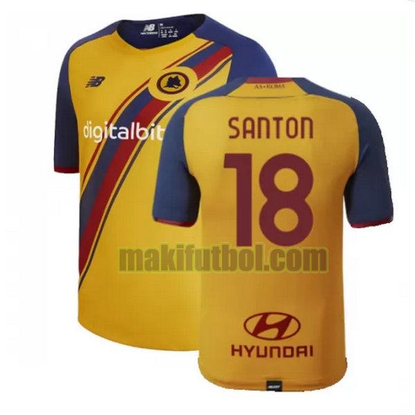 camisetas as roma 2021 2022 fourth santon 18 amarillo