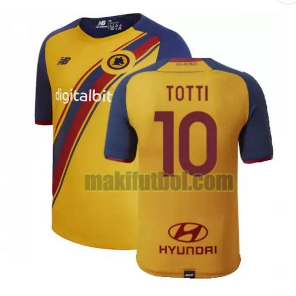 camisetas as roma 2021 2022 fourth totti 10 amarillo