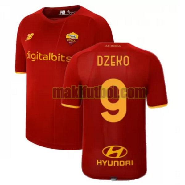 camisetas as roma 2021 2022 primera dzeko 9 rojo