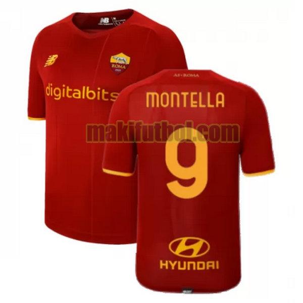 camisetas as roma 2021 2022 primera montella 9 rojo