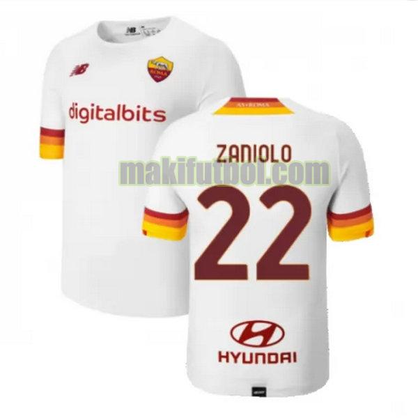 camisetas as roma 2021 2022 segunda zaniolo 22 blanco