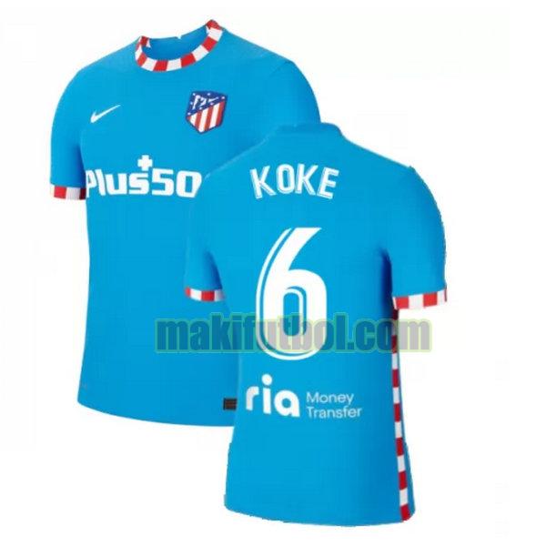 camisetas atletico madrid 2021 2022 tercera koke 6 azul