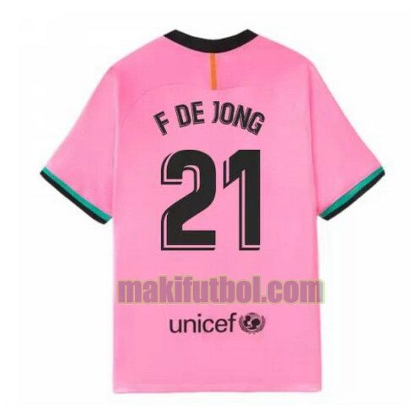 camisetas barcelona 2020-2021 tercera f de jong 21 rosa