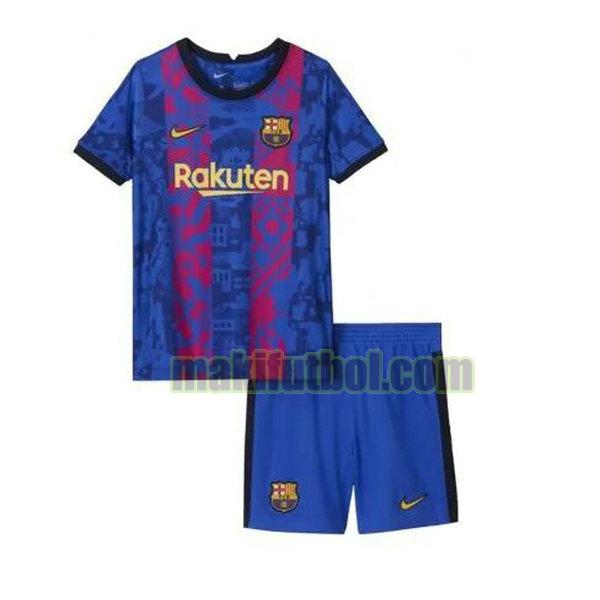 camisetas barcelona niño 2021 2022 tercera azul rojo