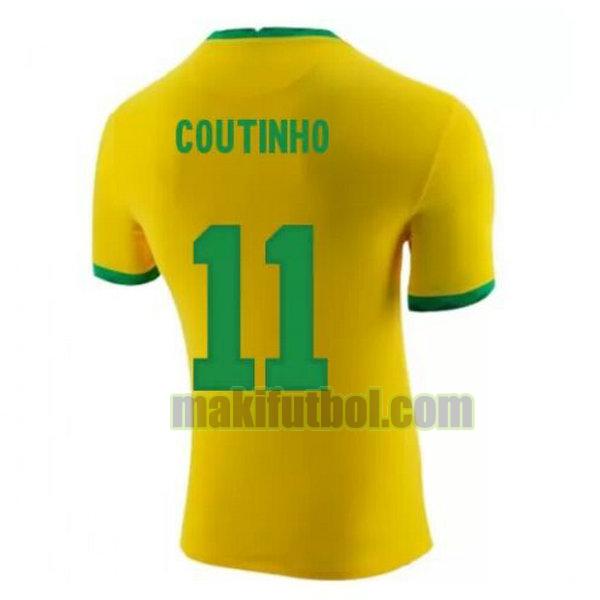 camisetas brasil 2020-2021 primera coutinho 11 amarillo
