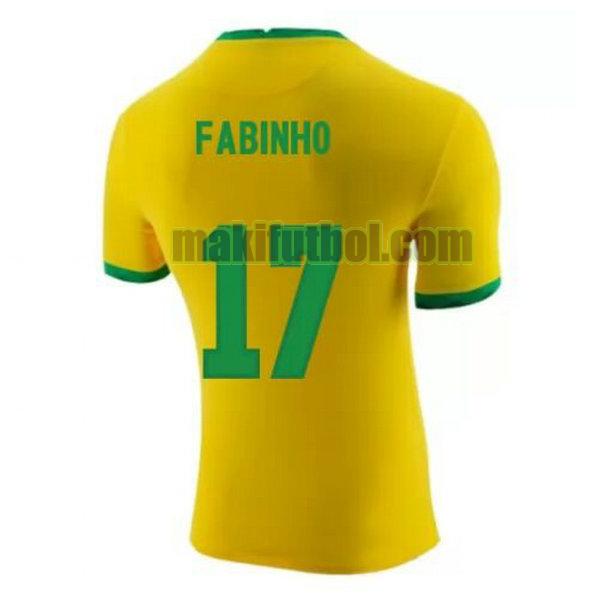 camisetas brasil 2020-2021 primera fabinho 17 amarillo