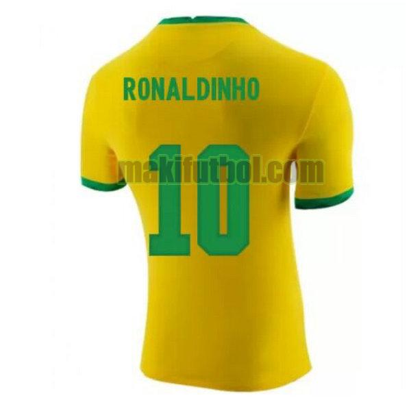 camisetas brasil 2020-2021 primera ronaldinho 10 amarillo