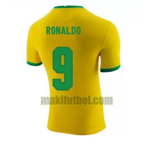 camisetas brasil 2020-2021 primera ronaldo 9 amarillo