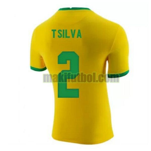 camisetas brasil 2020-2021 primera t.silva 2 amarillo