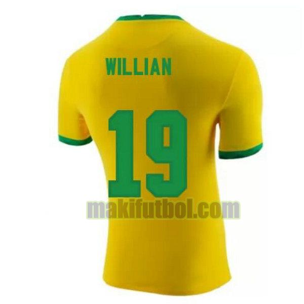 camisetas brasil 2020-2021 primera willian 19 amarillo