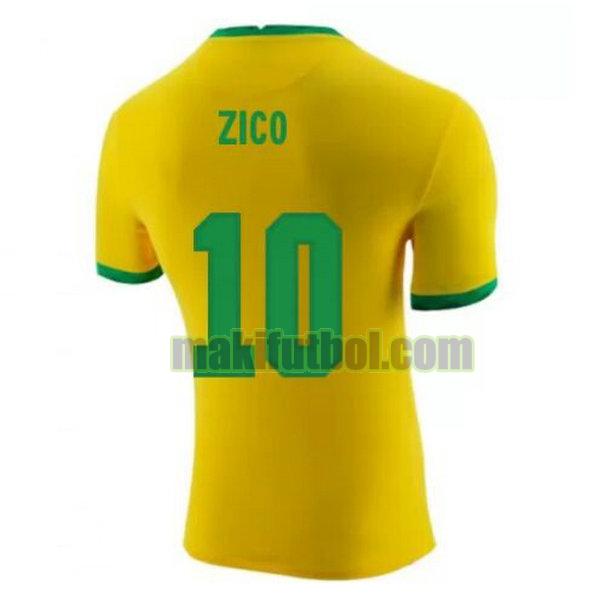 camisetas brasil 2020-2021 primera zico 10 amarillo